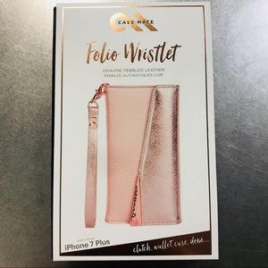New iPhone 7+ Pink/leather Casemate Folio wristlet